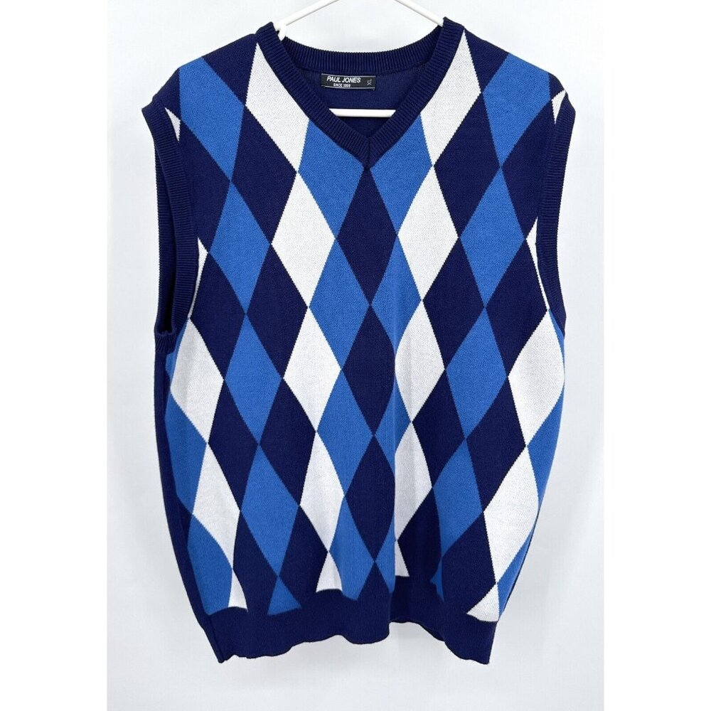 Paul Jones Argyle Sweater Vest‎ Men’s Size XL Blue